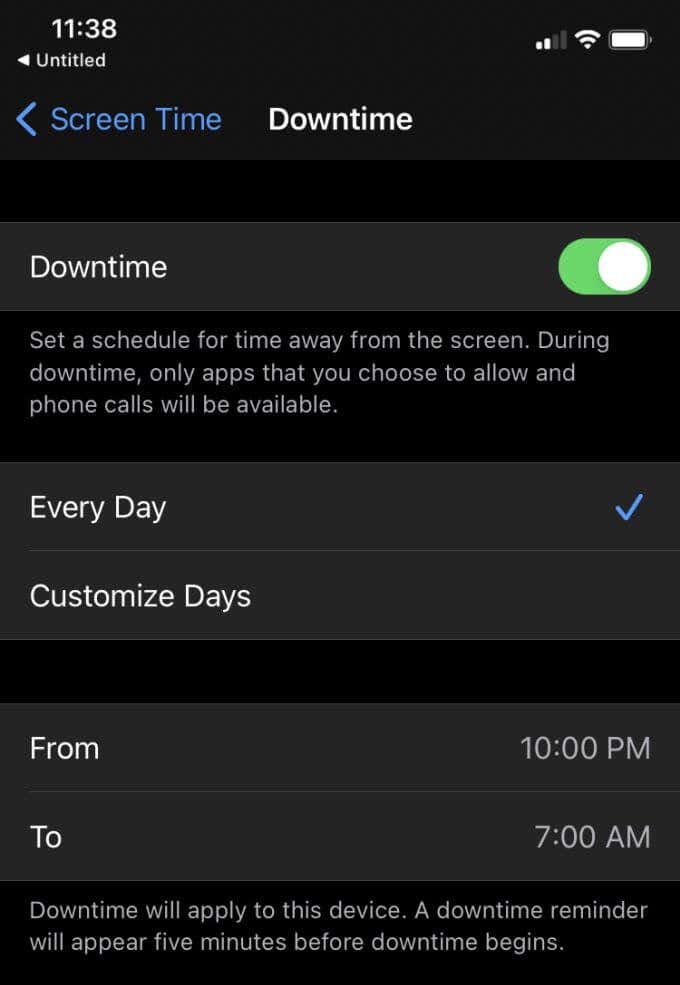 Downtime toggle 