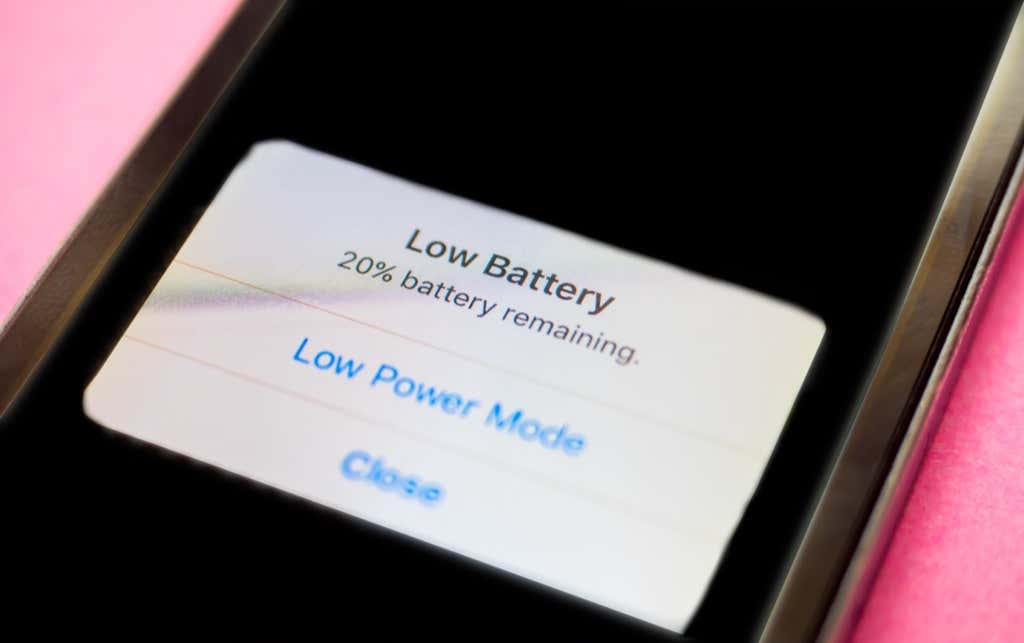 Low Battery alert on iPhone screen