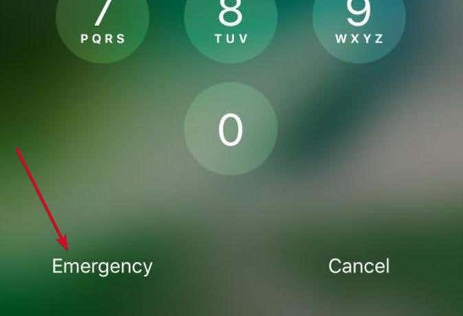 Emergency button on locked Home screen indicated