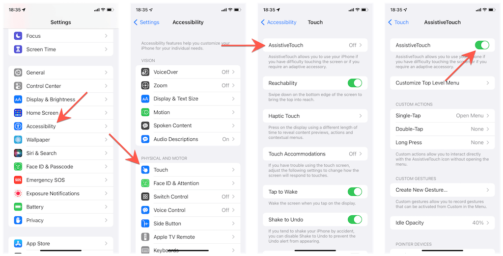Settings > Accessibility > Touch > AssistiveTouch