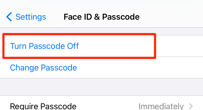 Turn Passcode Off 