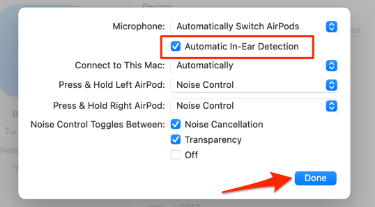 Automatic In-Ear Detection and Done button 
