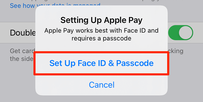 Set Up Face ID & Passcode button 