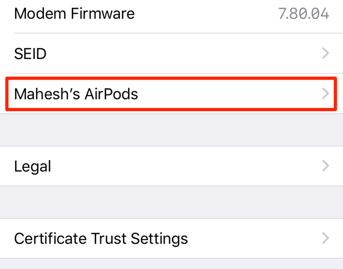 AirPods in About window 