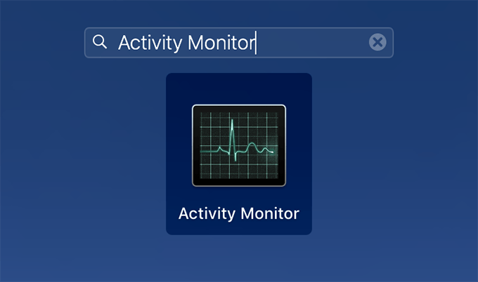 Search bar with Activity Monitor typed in