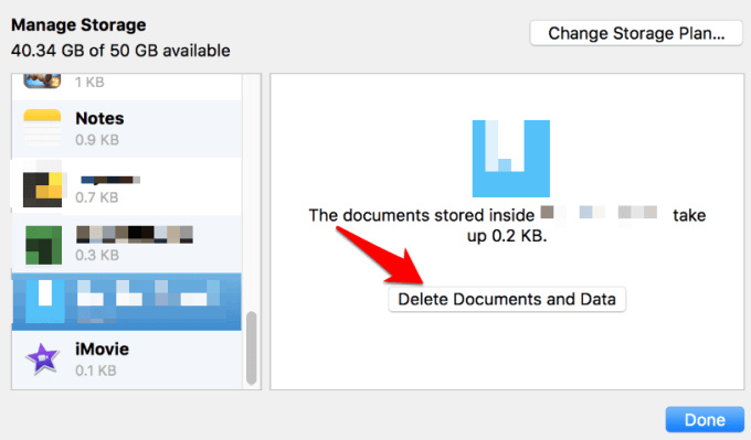 Delete Documents and Data in Manage Storage