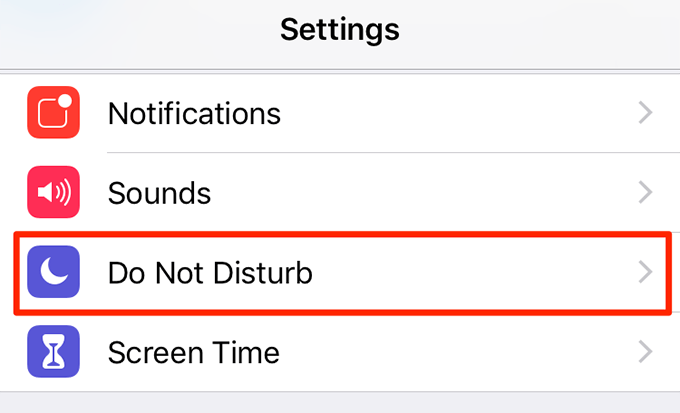 Do Not Disturb in Settings