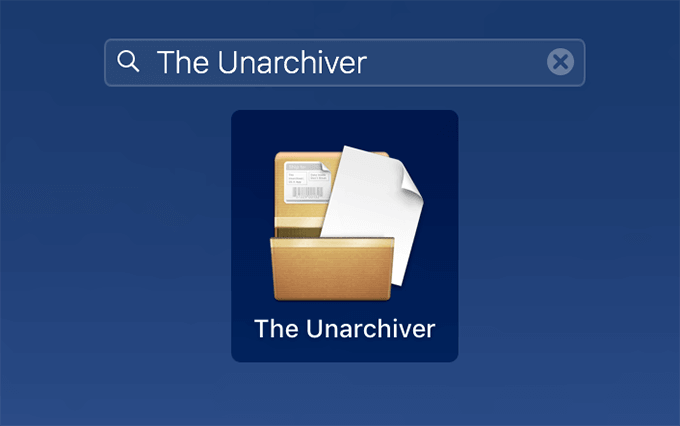 The Unarchiver in Search Bar menu 