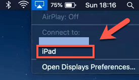 iPad in AirPlay menu 