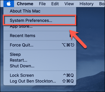 System Preferences in the Apple menu 