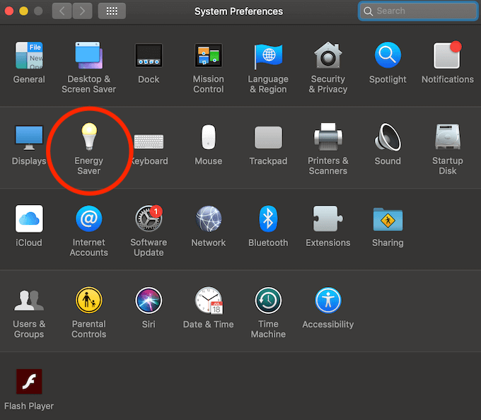 Energy Saver in System Preferences 