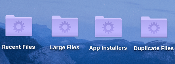 A set of Smart Folders on Mac desktop