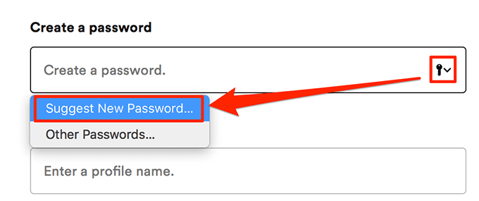 Suggest New Password in password window 