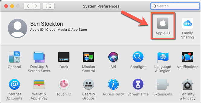 Apple ID icon in System Preferences 